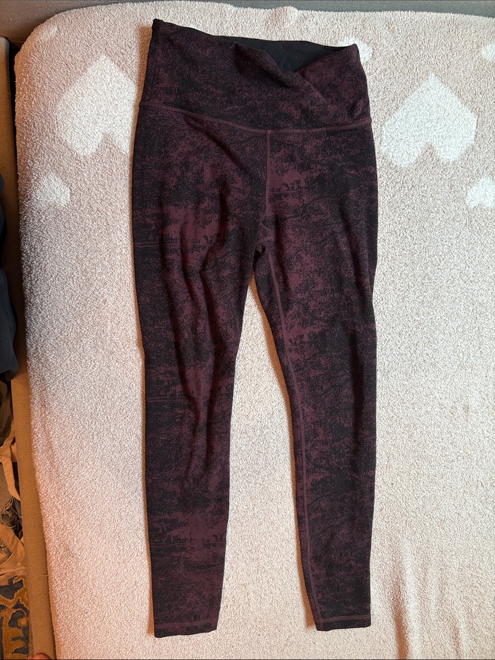 Athleta Burgundy & Black Patterned High-Waist Leggings